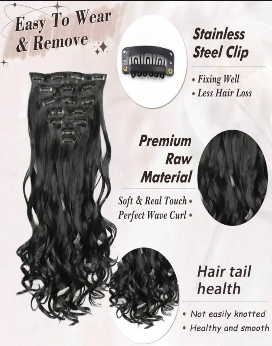 30 inches and 26 inches hair extension and 7pcs. clips on thumbnail 2